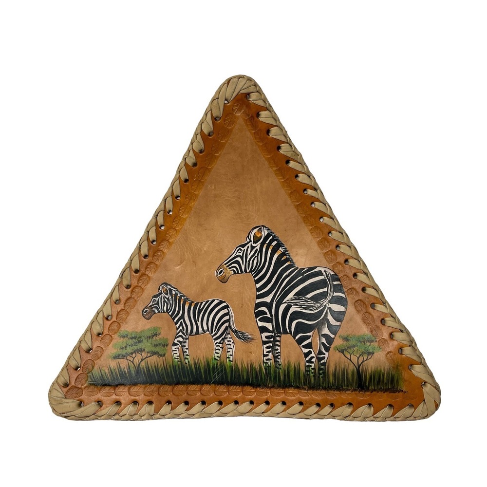 Handmade African 3-Legged Stool Leather Seat For Tripod Legs Zebra Made In Kenya